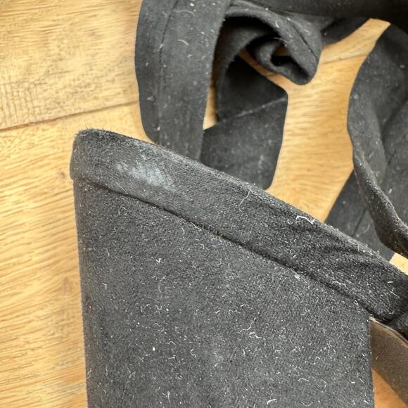 Lulu's Alta Black Suede Wrap Around Lace-Up Block Heel Size 7.5 - Picture 12 of 12